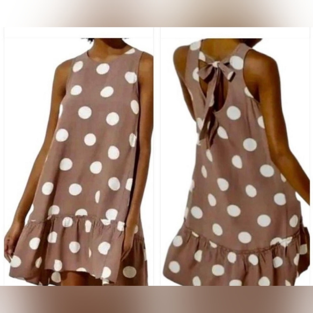 New LOFT Brown and White Polka Dot Dress